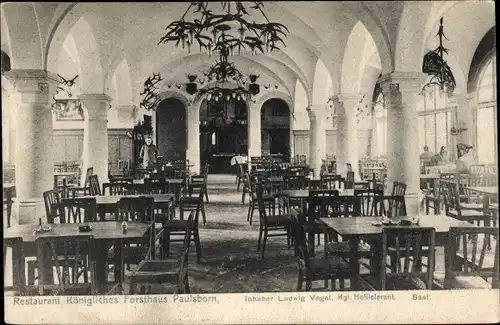 Ak Berlin Wilmersdorf Grunewald, Restaurant Königliches Forsthaus Paulsborn, Saal