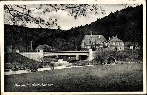 Ak Pforzheim im Schwarzwald, Kupferhammer, Brücke