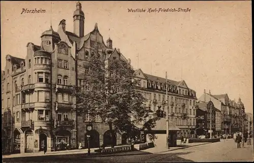 Ak Pforzheim im Schwarzwald, Westliche Karl Friedrich Straße