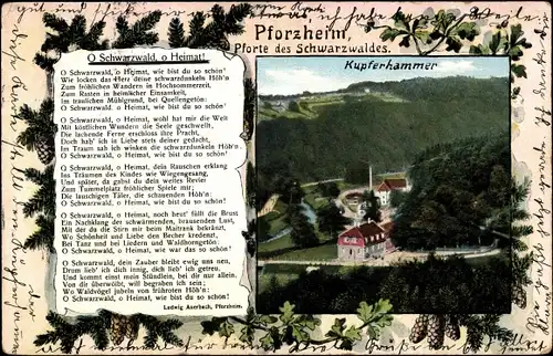 Gedicht Ak Pforzheim im Schwarzwald, Kupferhammer, Gedicht von Ludwig Auerbach