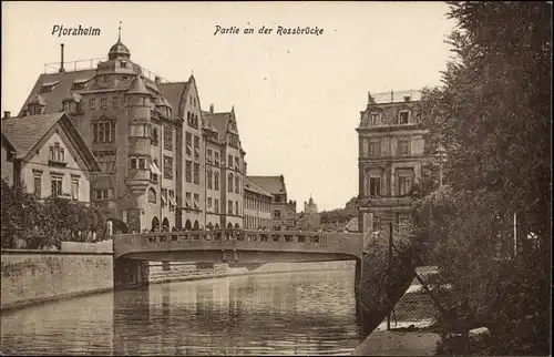Ak Pforzheim im Schwarzwald, Partie an der Rossbrücke