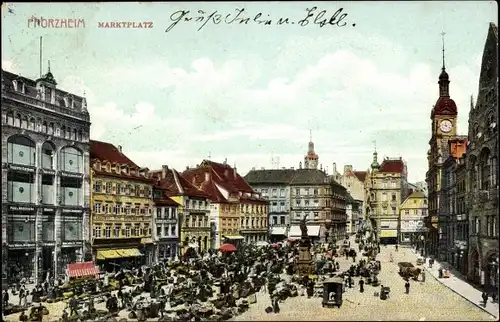 Ak Pforzheim im Schwarzwald, Marktplatz