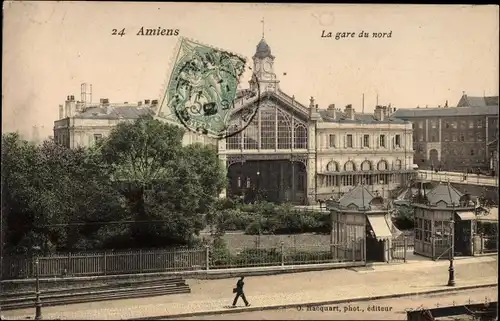 Ak Amiens Somme, La gare du nord, Bahnhof