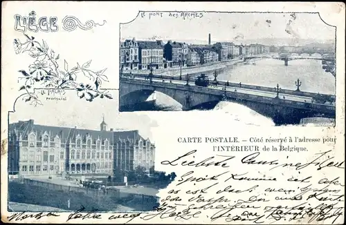Ak Liège Lüttich Wallonien, Le Pont des Arches, le Palais Provincial