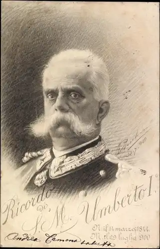 Künstler Ak Umberto I, König von Italien, Portrait