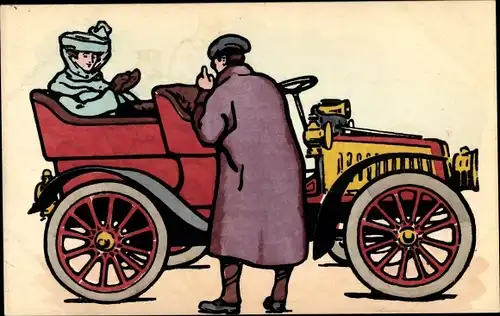 Ak Frau in einem Automobil, Chauffeur