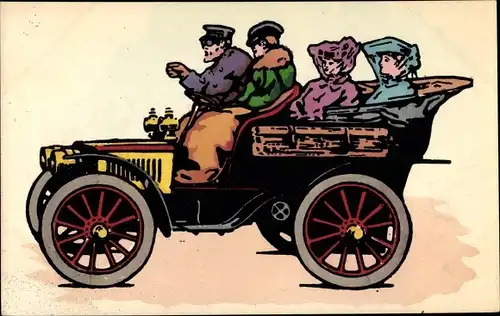 Ak Zwei Frauen in einem Automobil, Chauffeur, Mann