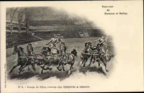 Ak Zirkus Barnum & Bailey, Course de Chars romains, römische Streitwagen