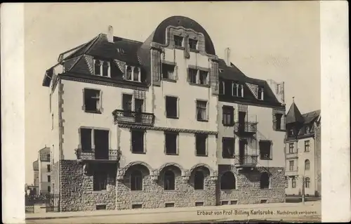 Jugendstil Ak Karlsruhe in Baden, Villa, Melanchthonplatz, Erbauer Prof. Billing