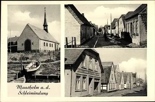 Ak Maasholm an der Schlei, Kapelle, Westerstraße, Handlung