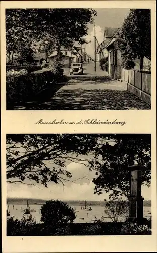 Ak Maasholm an der Schlei, Straßenpartie im Ort