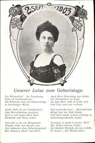 Gedicht Ak Luise von Österreich Toskana, Kronprinzessin von Sachsen, Zum Geburtstag