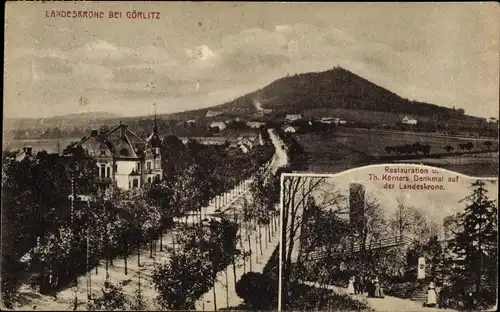 Ak Görlitz in der Lausitz, Landeskrone, Restaurant und Denkmal