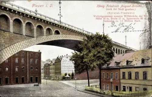 Ak Plauen im Vogtland, König Friedrich August Brücke