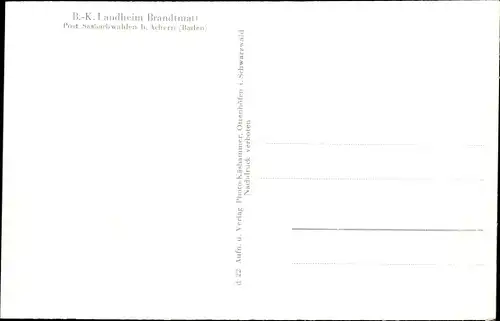 Ak Brandmatt Sasbachwalden in Baden Württemberg, B.-K. Landheim