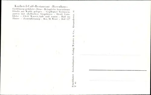 Ak Niedernhausen im Taunus Hessen, Speisesaal im Kurhotel Rosenhaus