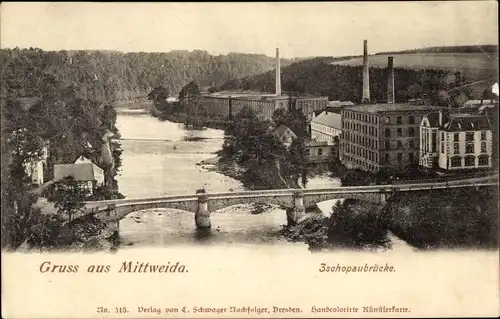 Ak Mittweida in Sachsen, Zschopaubrücke