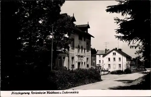 Ak Hirschsprung Altenberg im Erzgebirge, Ferienheim Waldhaus und Ladenmühle