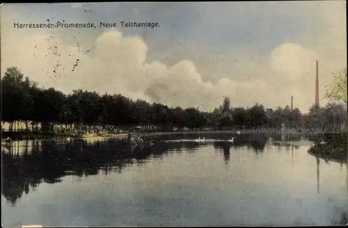 Ak Apolda in Thüringen, Herressener Promenade, Neue Teichanlage