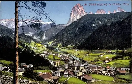 Ak Ortisei Sankt Ulrich in Gröden Südtirol, Gesamtansicht