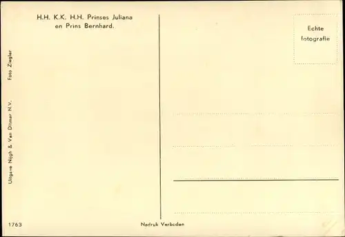 Ak Königin Juliana der Niederlande, Prinz Bernhard zur Lippe Biesterfeld, Krone, Uniform