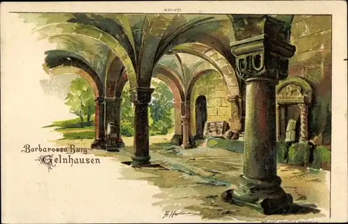 Künstler Litho Hartmann, A., Gelnhausen, Barbarossa Burg, Säulen