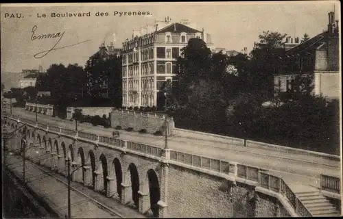 Ak Pau Pyrénées-Atlantiques, Le Boulevard des Pyrenees