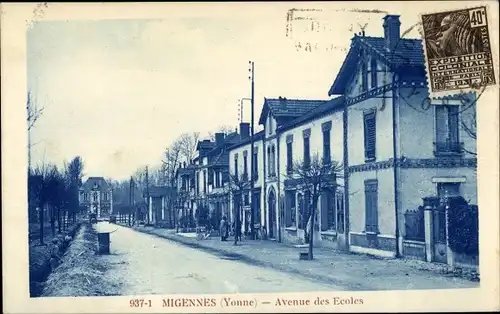 Ak Migennes Yonne, Avenue des Ecoles