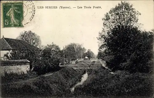 Ak Les Sieges Yonne, Les Trois Ponts