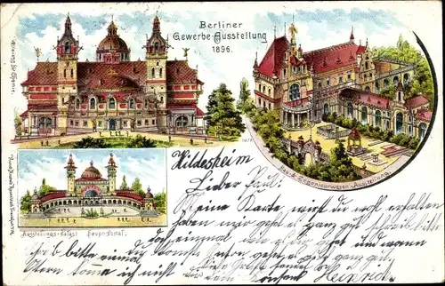 Litho Berlin, Gewerbeausstellung 1896, Bau und Ingenieurwesen Ausstellung, Ausstellungspalast