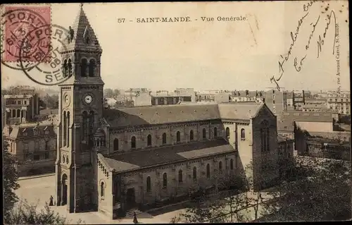 Ak Saint Mandé Val de Marne, Vue Generale, Eglise