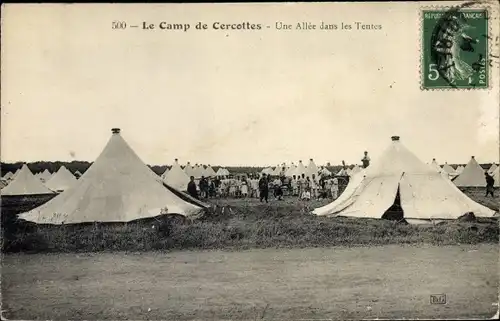 Ak Cercottes Loiret, Le Camp, Une Allee dans les Tentes