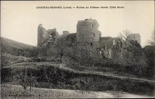 Ak Chateau Renard Loiret, Ruines du Chateau feodal