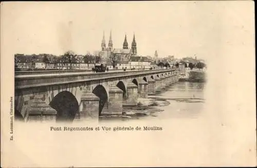 Ak Moulins Allier, Pont Regemontes, Vue generale