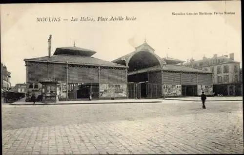 Ak Moulins Allier, Les Halles, Place Achille Roche