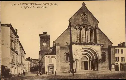 Ak Saint Sever sur Adour Landes, L'Eglise, Rue des Arceaux