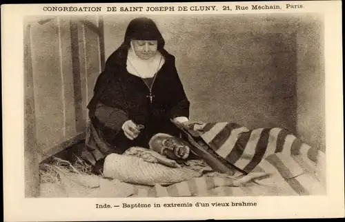 Ak Indien, Congregation de Saint Joseph de Cluny, Bapteme in extremis d'un vieux brahme