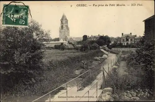 Ak Orbec Calvados, Vue prise du Petit Moulin