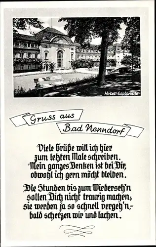 Ak Bad Nenndorf an der Weser, Hotel Esplande, Gedicht