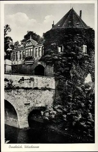 Ak Osnabrück in Niedersachsen, Vitischanze, Brücke, Fluß