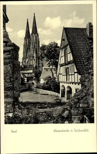 Ak Soest Nordrhein Westfalen, Wiesenkirche, Teichmühle