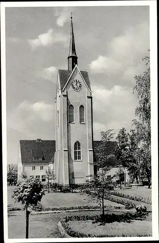 Ak Mahnen Gohfeld Löhne in Westfalen, Gemeindehaus mit Kirchturm