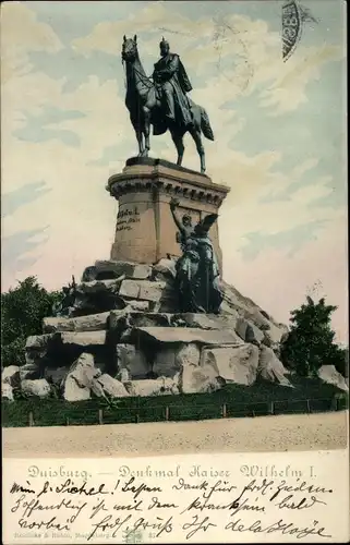 Ak Duisburg im Ruhrgebiet, Denkmal Kaiser Wilhelm I.