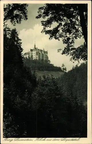 Ak Lauenstein Ludwigsstadt in Oberfranken, Burg Lauenstein, Blick aus dem Loquitztal