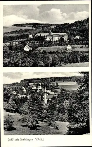 Ak Denklingen Reichshof Oberbergischer Kreis, Blick zur Burg und zur Kirche