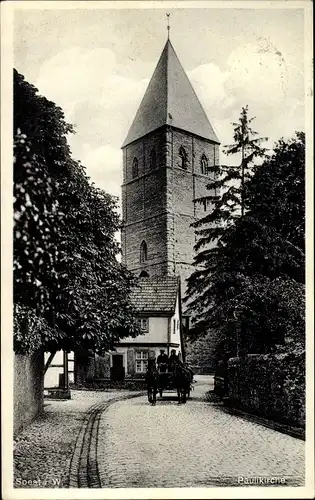 Ak Soest in Nordrhein Westfalen, Paulikirche, Kutsche