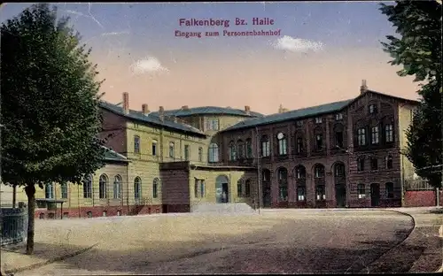 Ak Falkenberg an der Elster, Eingang zum Personenbahnhof