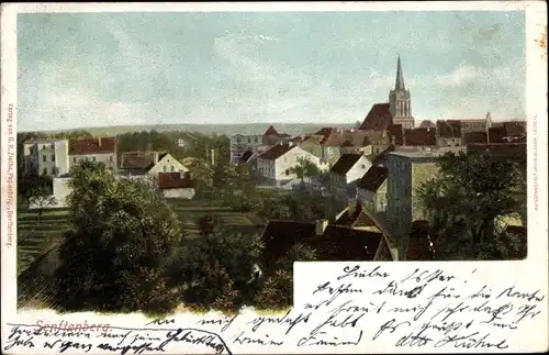 Ak Senftenberg in der Niederlausitz, Teilansicht der Stadt, Kirche