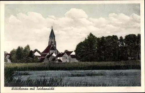 Ak Wittichenau in der Oberlausitz, Teichansicht