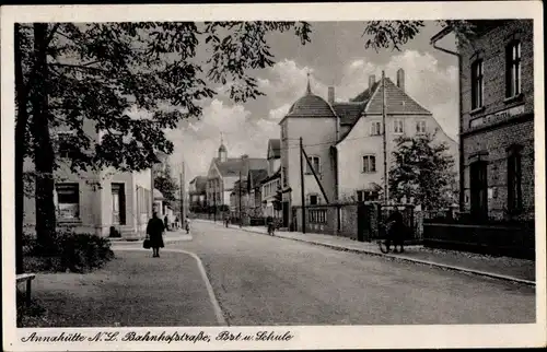 Ak Annahütte Schipkau Niederlausitz, Bahnhofstraße, Post, Schule